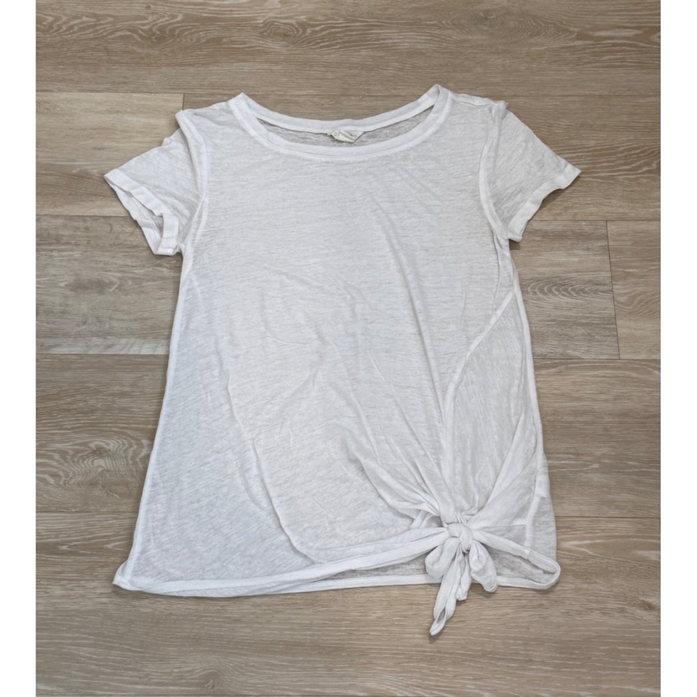 Caslon Women's Lightweight T-Shirt with side tiet; White; Size XS